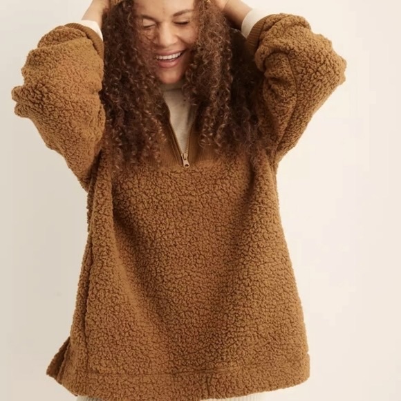 Aerie Dream Sherpa Quarter Zip Sweatshirt - Picture 2 of 7